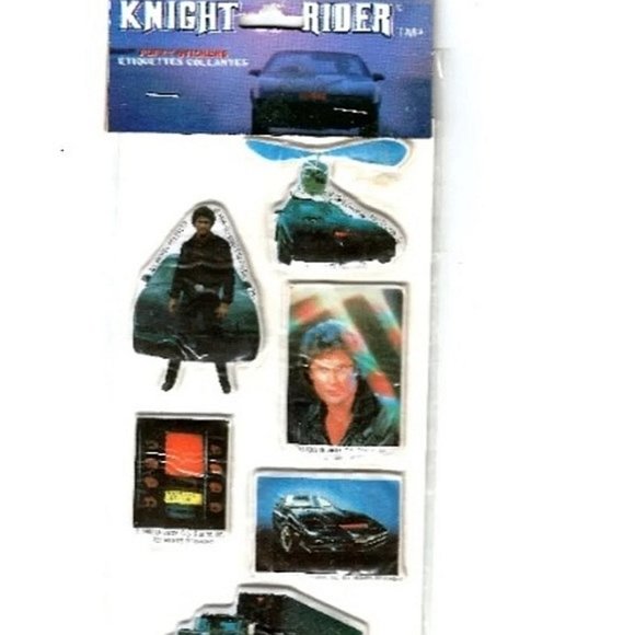 VINTAGE 1982 KNIGHT RIDER TV SHOW 80's PUFFY FOAM STICKERS PVC BUBBLE ADHESIVE - Picture 1 of 3